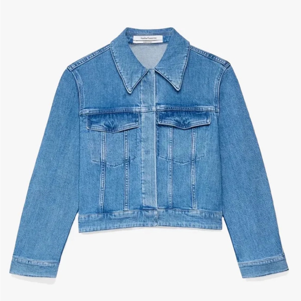 Another Tomorrow Cropped Denim Jacket